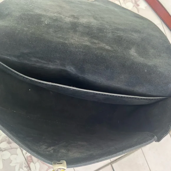 Vintage Black and Brown Crossbody Bag with Gold Accent - Picture 3 of 7